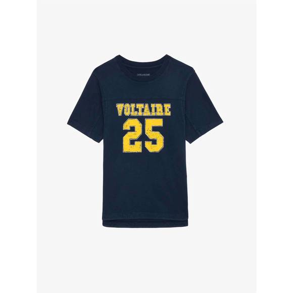 NEW ZADIG & VOLTAIRE bow voltaire t-shirt in denim - Picture 6 of 6